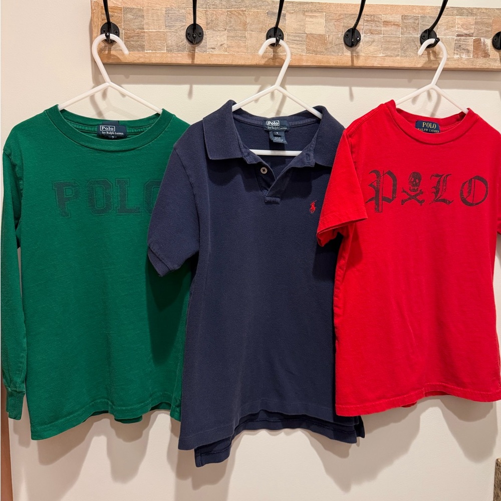 Polo by Ralph Lauren Three-Pack Kids Tops in Green, Navy & Red